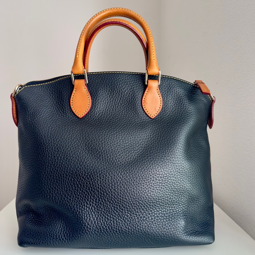 Dooney & Bourke Dillen Double Pocket Large Satchel Pebble Grain Leather Black - Picture 2 of 7